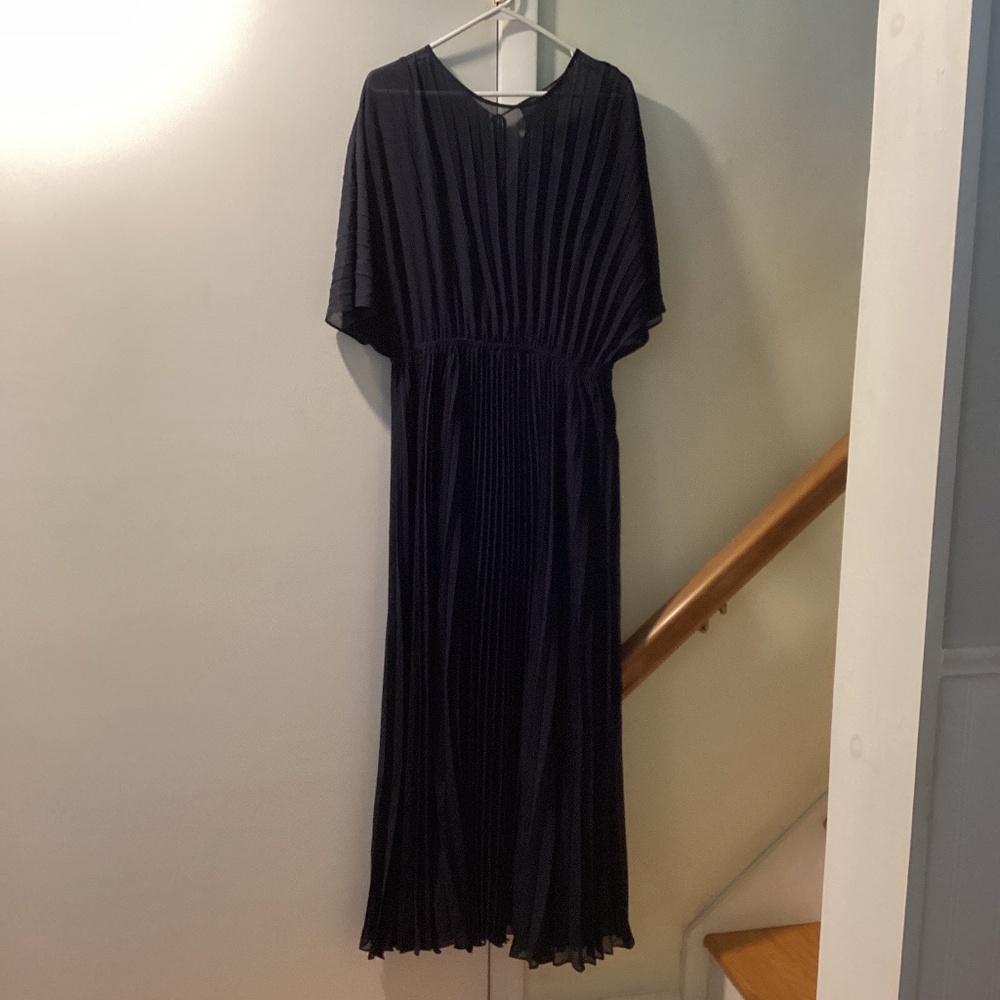 Banana Republic Navy Blue Pleated Dress